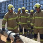 Viatura dos bombeiros em resgate de filhote de cachorro de tubulação de 10 metros em Brasília, DF.