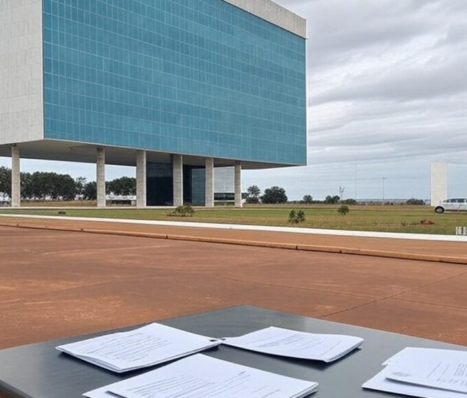 Edifício da Caesb em Brasília sob céu nublado, representando controvérsias em concurso público.