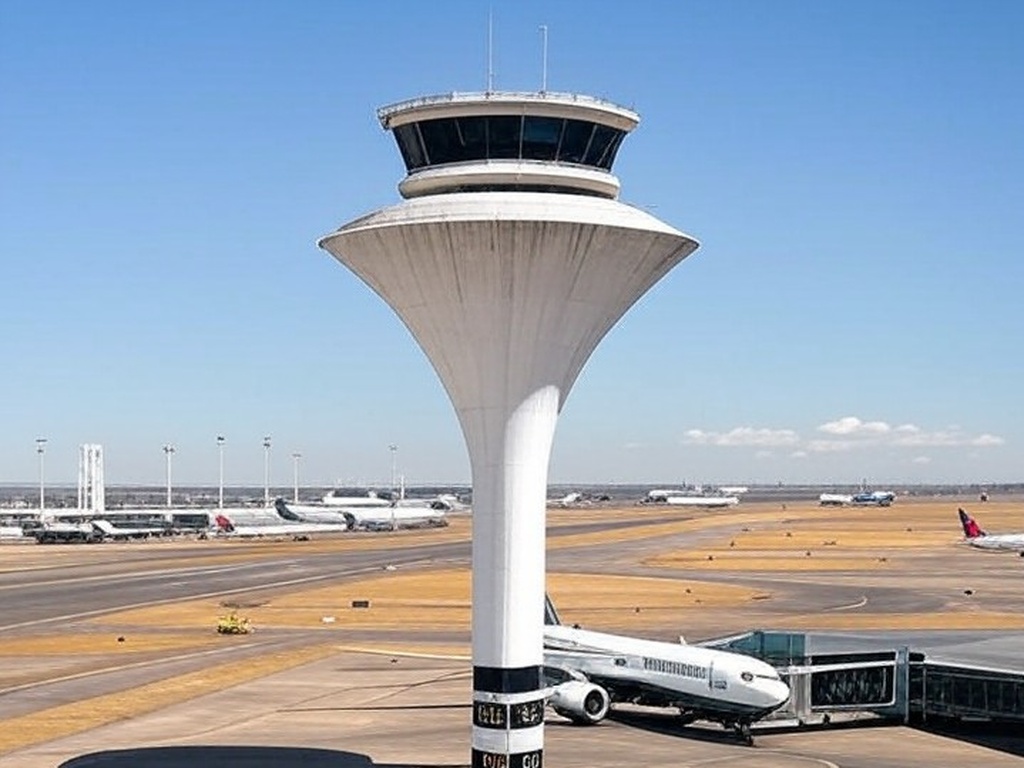 Vista ampla do Aeroporto de Brasília, destacando pontualidade global em segundo lugar, com pista e torre de controle.