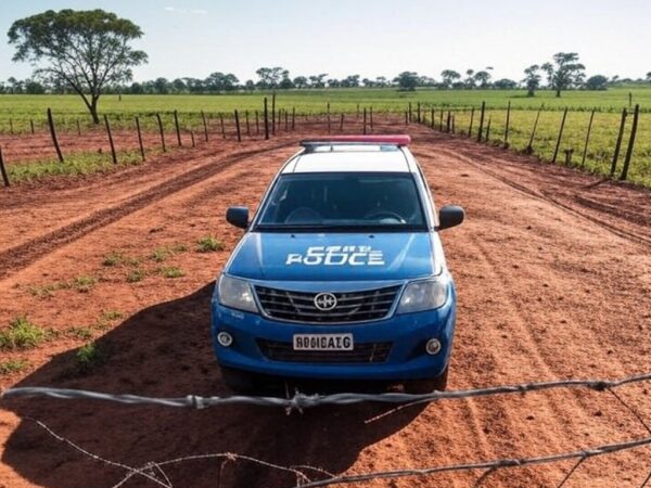Viatura policial em fazenda no Gama após furto de 30 cabeças de gado.