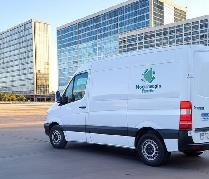 Van de atendimento itinerante da Neoenergia Brasília em rua do Distrito Federal.