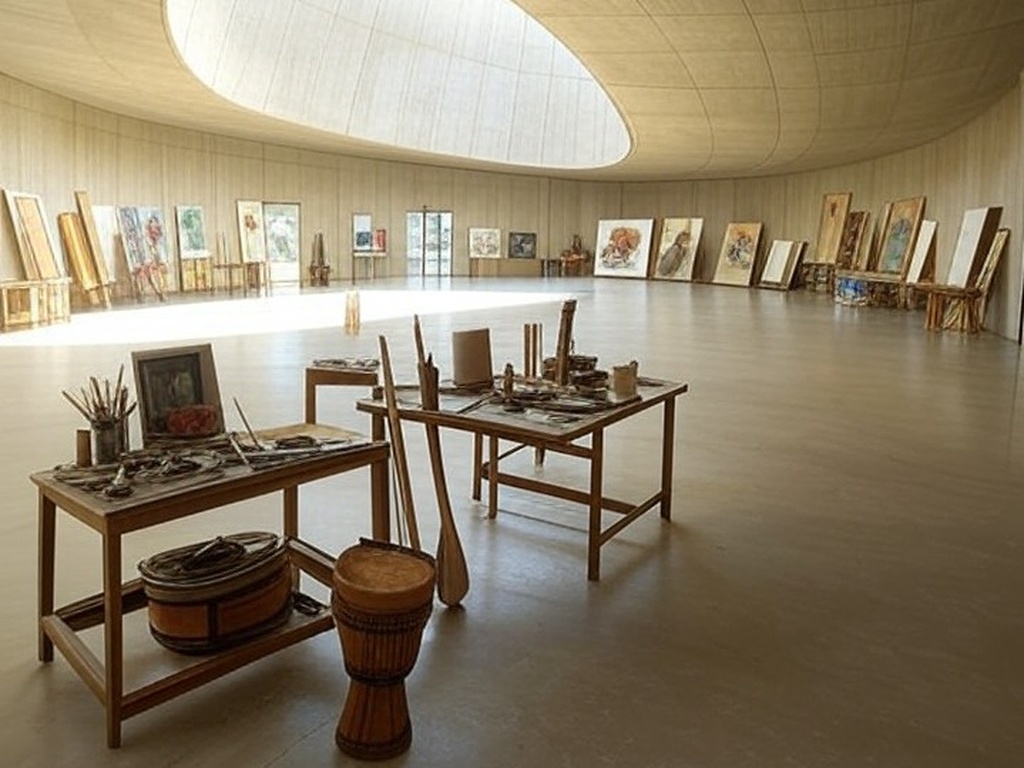 Centro cultural em Brasília com materiais para oficinas gratuitas de formação cultural.