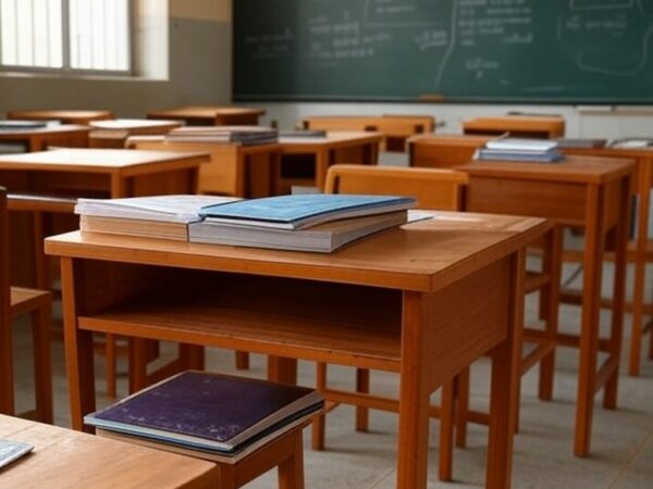 Sala de aula em Ceilândia com materiais de estudo para Enem, impulsionando notas de jovens de baixa renda no cursinho Aprova.