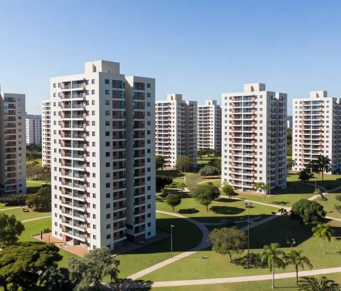 Conjunto habitacional Reserva do Parque em Brasília, com 7 mil apartamentos subsidiados e investimento de R$ 1 bilhão pelo GDF.