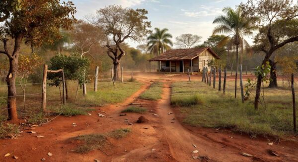 Chácara rural em Novo Gama, Goiás, local de resgate de onça-parda que morreu e passa por necropsia.