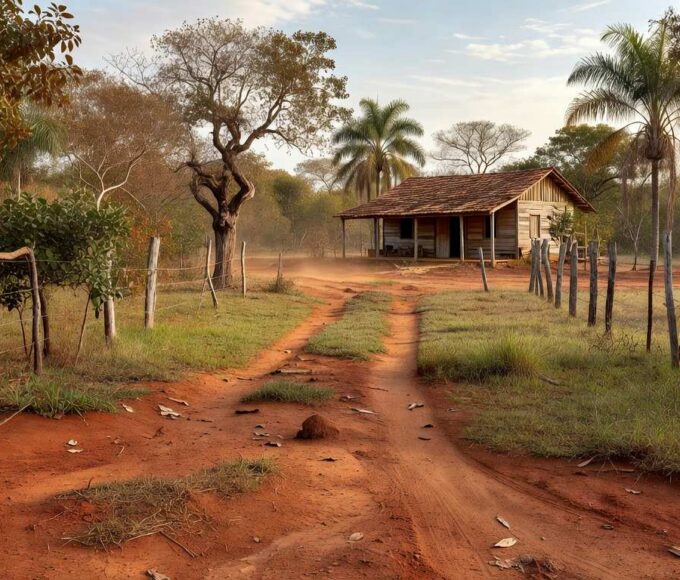 Chácara rural em Novo Gama, Goiás, local de resgate de onça-parda que morreu e passa por necropsia.