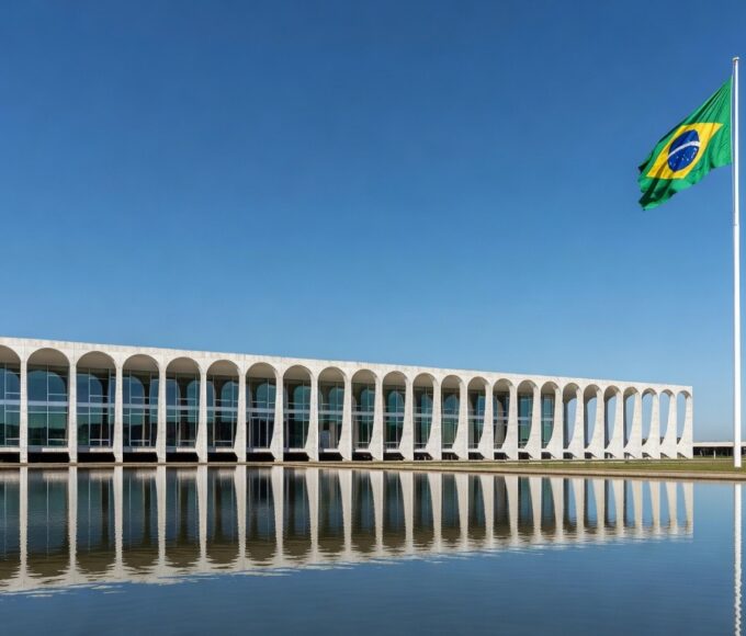 Palácio Itamaraty em Brasília, sede do Ministério das Relações Exteriores, representando alerta sobre ingerência em encontro político.