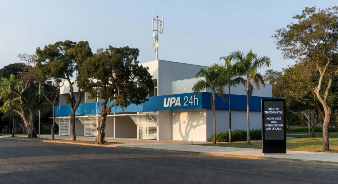 Fachada da UPA de Brazlândia no DF, iniciando teleconsultas como a 10ª unidade.