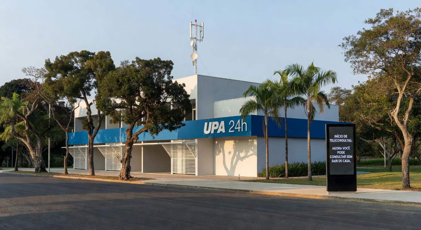 Fachada da UPA de Brazlândia no DF, iniciando teleconsultas como a 10ª unidade.
