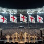 Multidão em evento evangélico na Esplanada dos Ministérios, Brasília, Distrito Federal.