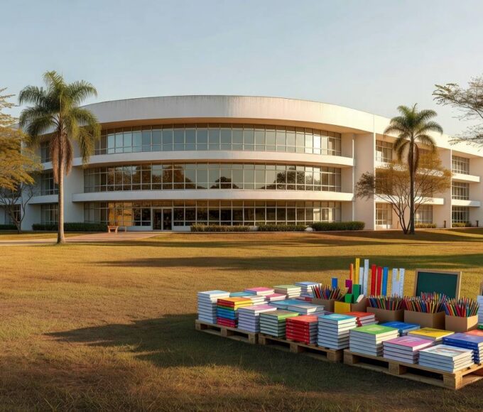 Escola pública em Brasília recebendo repasse de R$ 92,5 milhões do Governo do DF para melhorias educacionais.