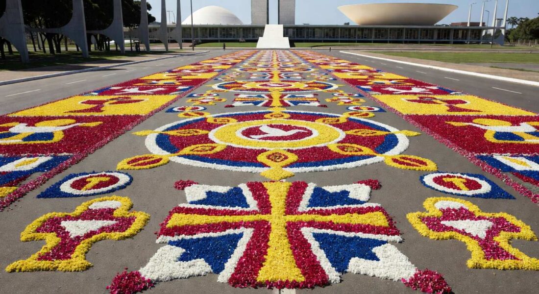 Tapetes de Corpus Christi na Esplanada dos Ministérios em Brasília