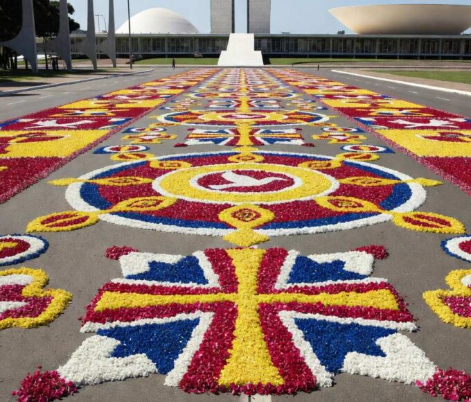 Tapetes de Corpus Christi na Esplanada dos Ministérios em Brasília