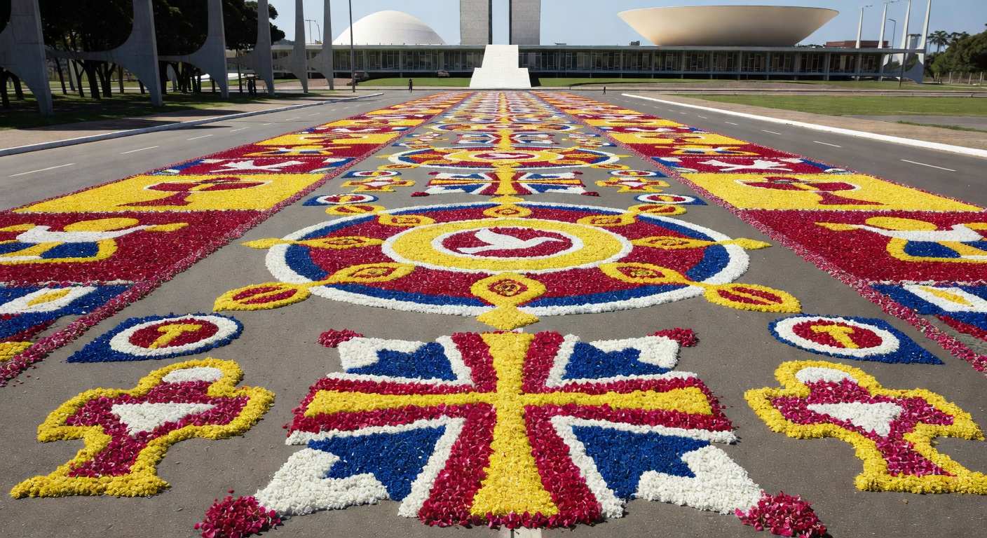 Tapetes de Corpus Christi na Esplanada dos Ministérios em Brasília