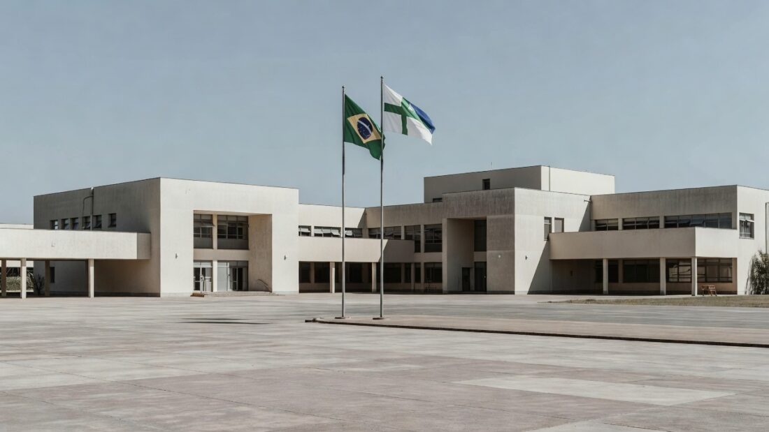Fachada de escola cívico-militar em Brasília após aprovação de lei na CLDF