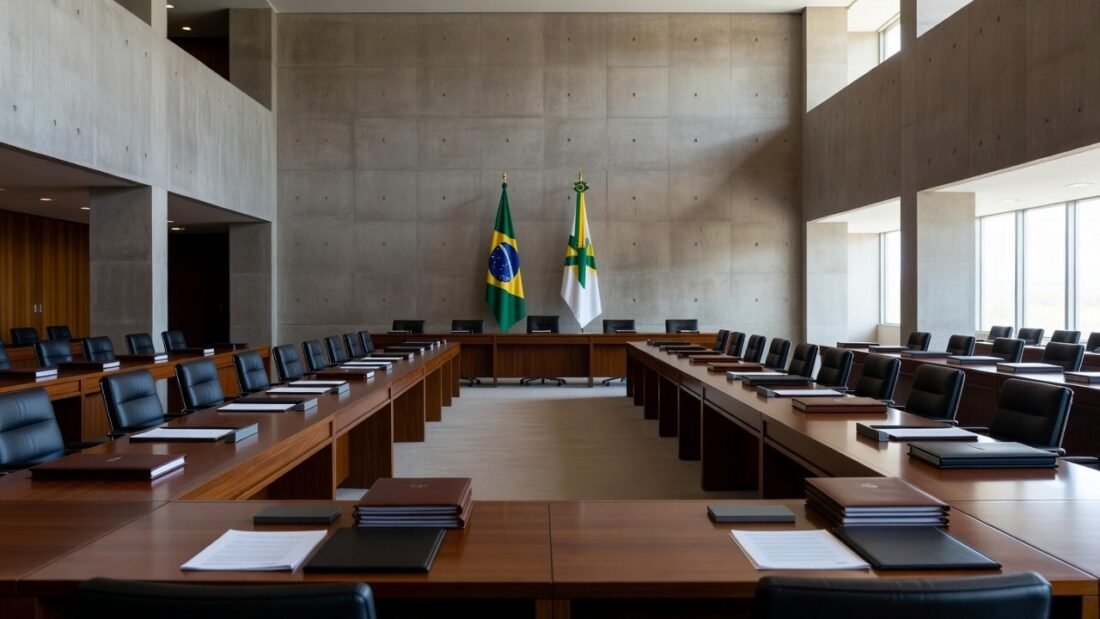 Sala de reuniões no Congresso Nacional em Brasília representando frente ampla do PSB no DF