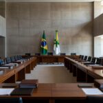 Sala de reuniões no Congresso Nacional em Brasília representando frente ampla do PSB no DF