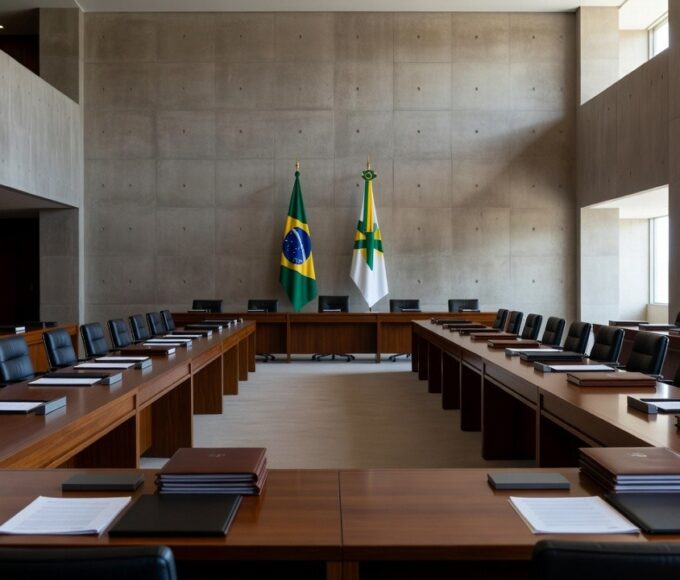 Sala de reuniões no Congresso Nacional em Brasília representando frente ampla do PSB no DF