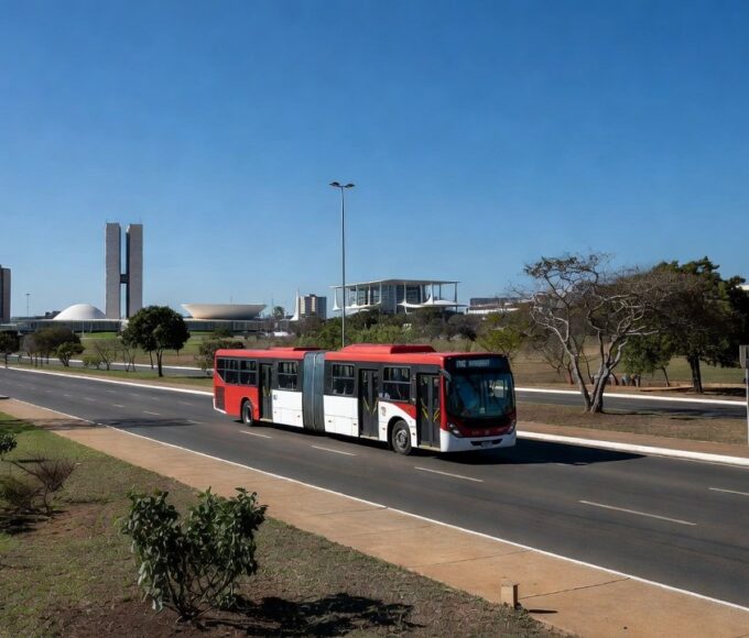 Ônibus vazio em terminal de Brasília sobre tarifa zero estudantil