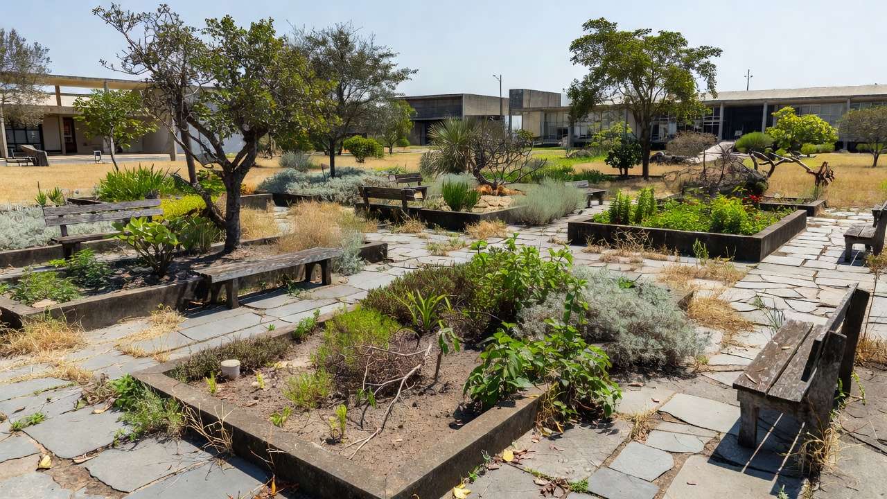 Jardim terapêutico em Brasília com plantas e caminhos, lei sancionada sem regulamentação