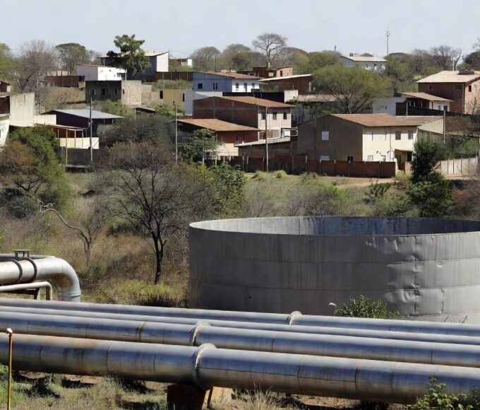 Reservatório e tubulações de água em Gama, DF