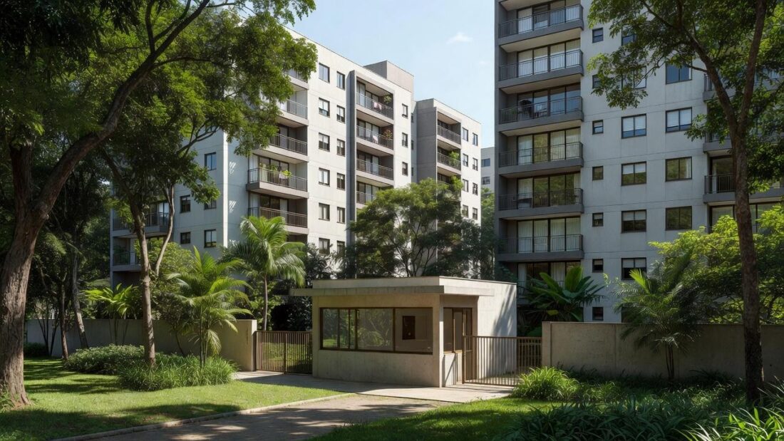 Condomínio residencial no Gama, Brasília, local onde casal foi encontrado morto