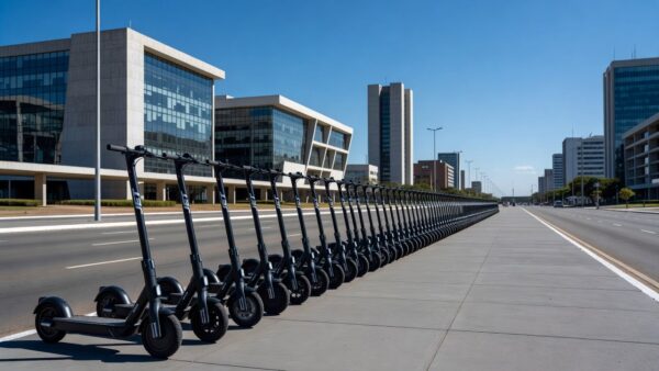 Patinetes elétricos da JET em área urbana do Distrito Federal