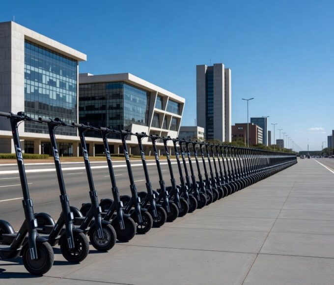 Patinetes elétricos da JET em área urbana do Distrito Federal
