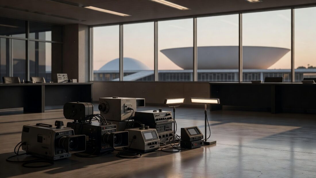 Drive-in resgatado em Brasília com skyline da capital ao fundo