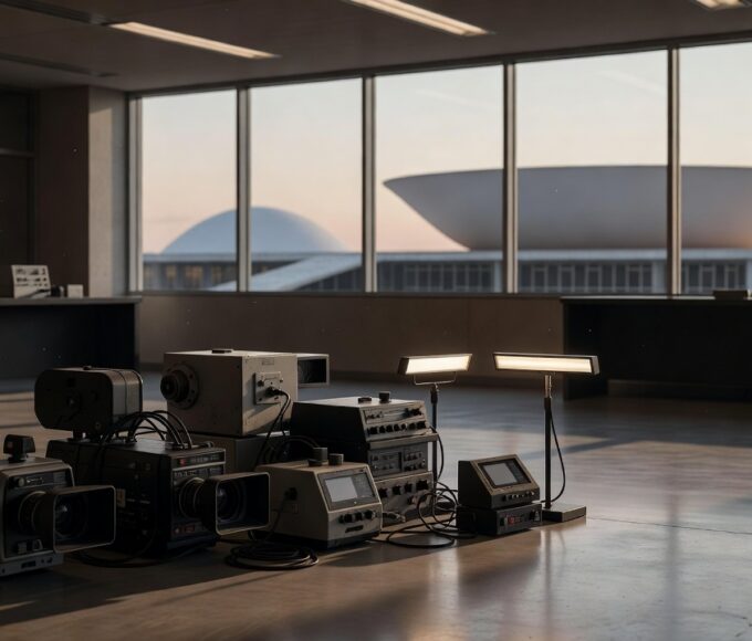 Drive-in resgatado em Brasília com skyline da capital ao fundo