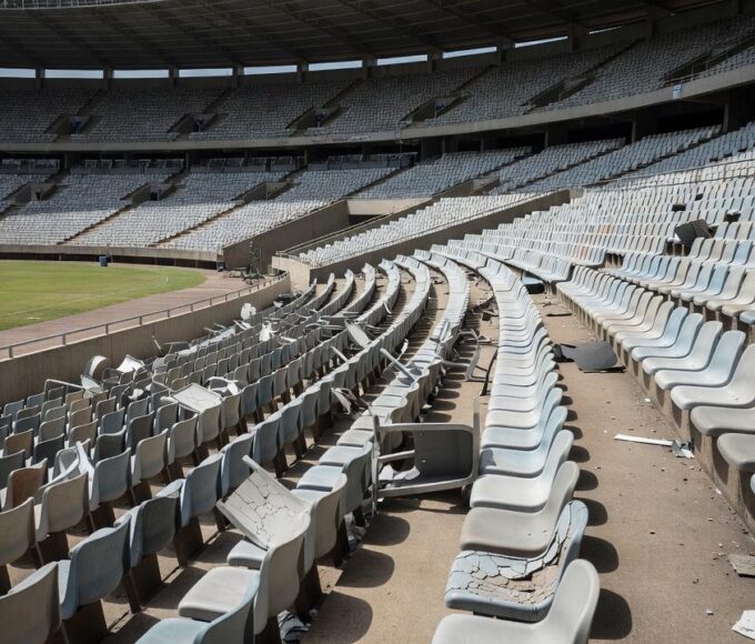 Estádio Bezerrão após brigas entre torcedores de Gama e Capital