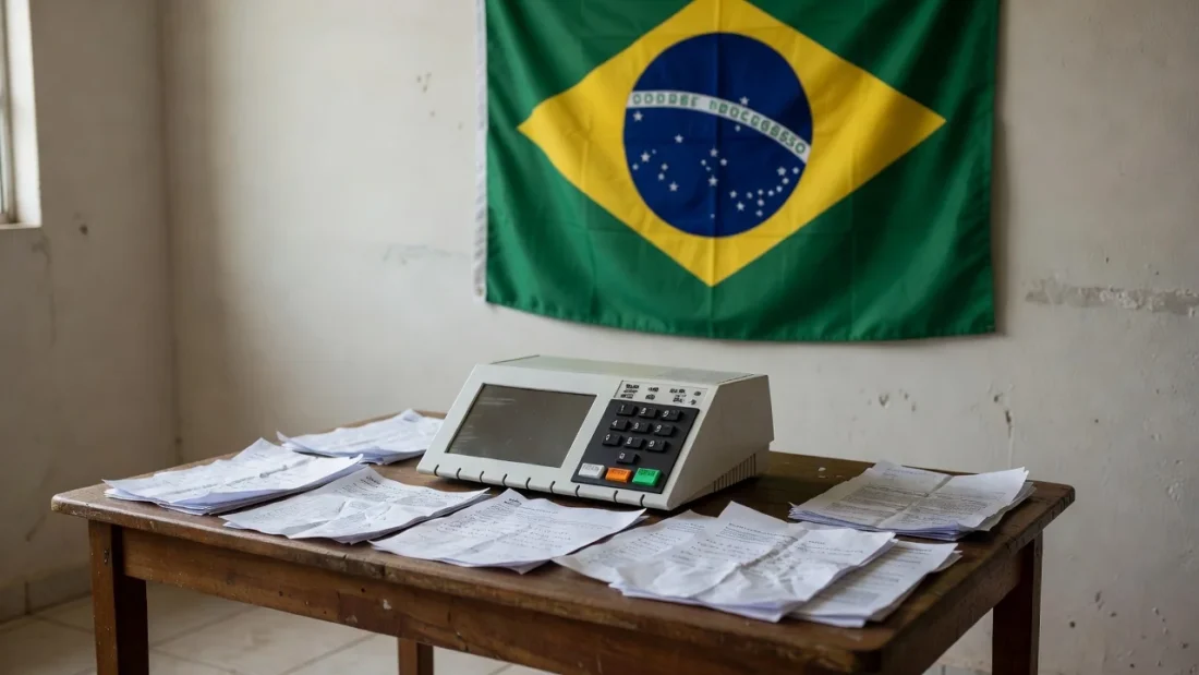 Urna eletrônica e documentos simbolizando manifesto por representatividade nas eleições de 2026