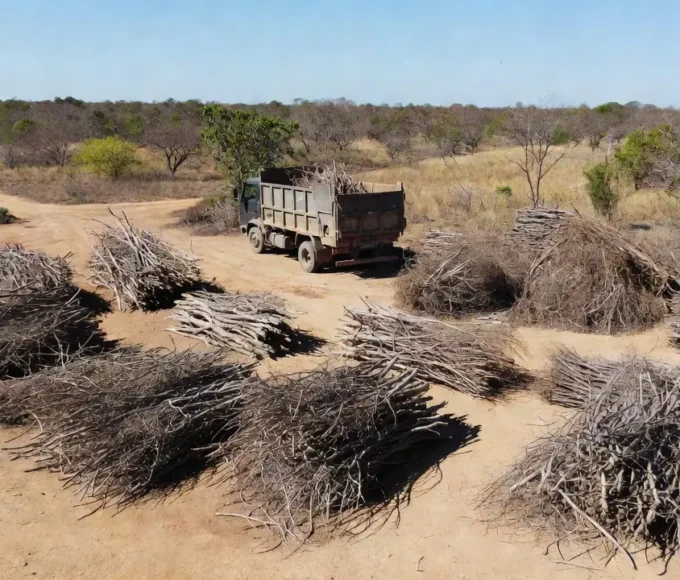 Ponto de descarte de podas e galhadas em Brasília durante a seca no DF