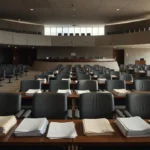 Prédio da CLDF em Brasília com iluminação dramática representando crise de credibilidade