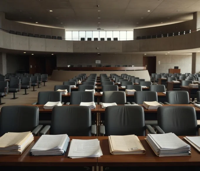 Prédio da CLDF em Brasília com iluminação dramática representando crise de credibilidade