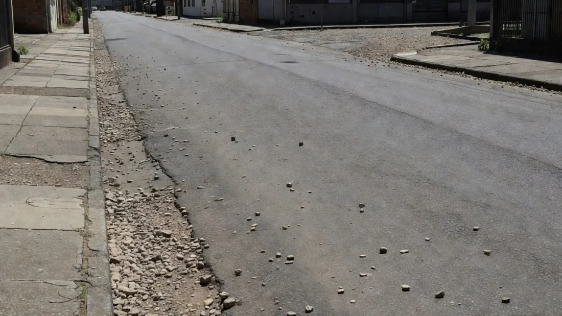Calçada no Paranoá com pedras após agressão a homem em situação de rua