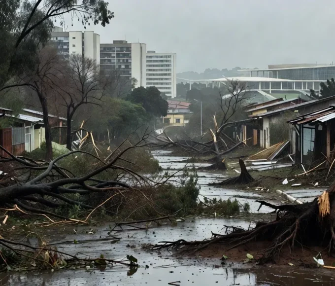 Estragos causados por temporal de 84 km/h em área urbana de Brasília
