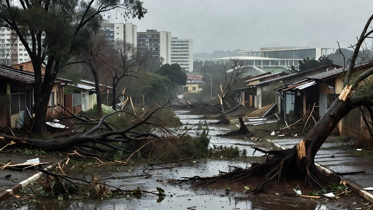 Estragos causados por temporal de 84 km/h em área urbana de Brasília