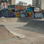 Pista de skate em área urbana do sul do Brasil para evento Gama Art Day inclusivo